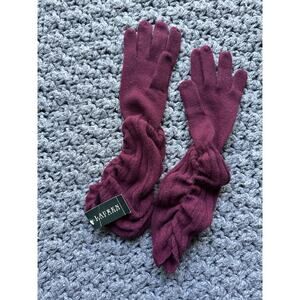 New Ralph Lauren Women's Ruched Long Wool Blend Gloves Red Size